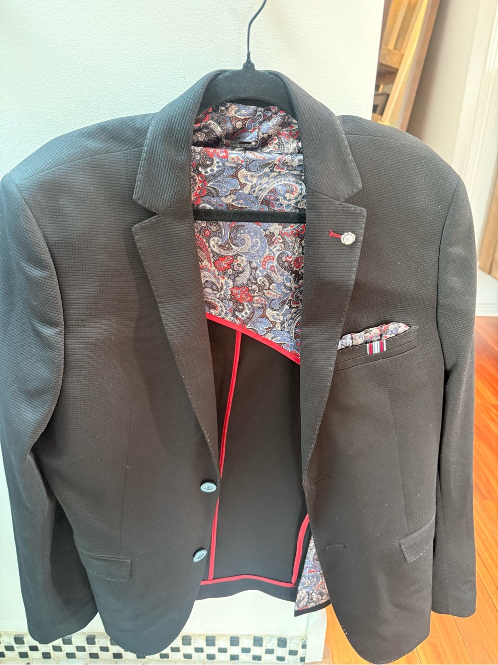 Men's Black Sport Blazer with Paisley Lining
